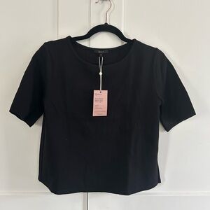 Quince Ultra Stretch Ponte Top Black Small NWT
